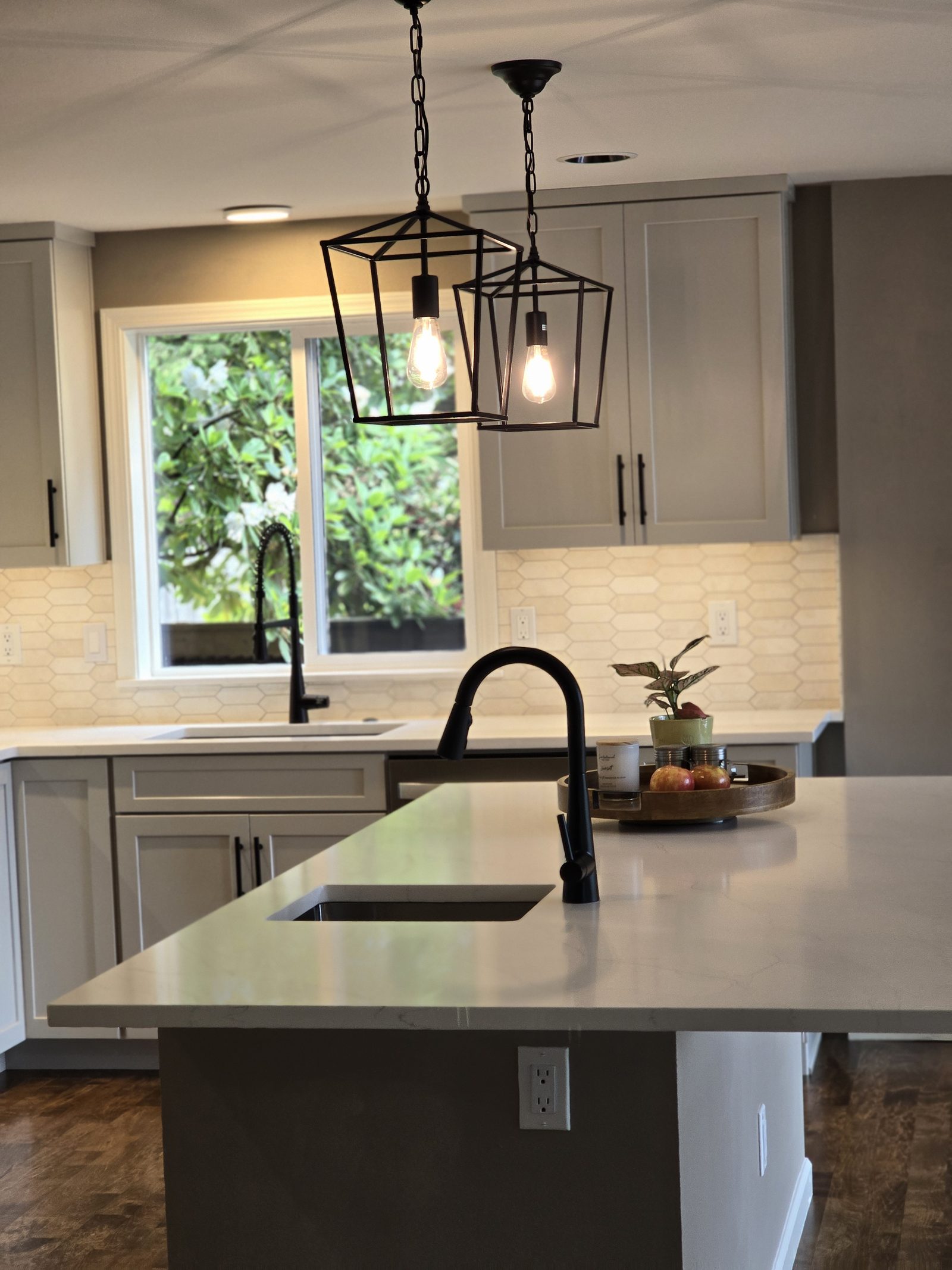 Industrial black cage pendant lights